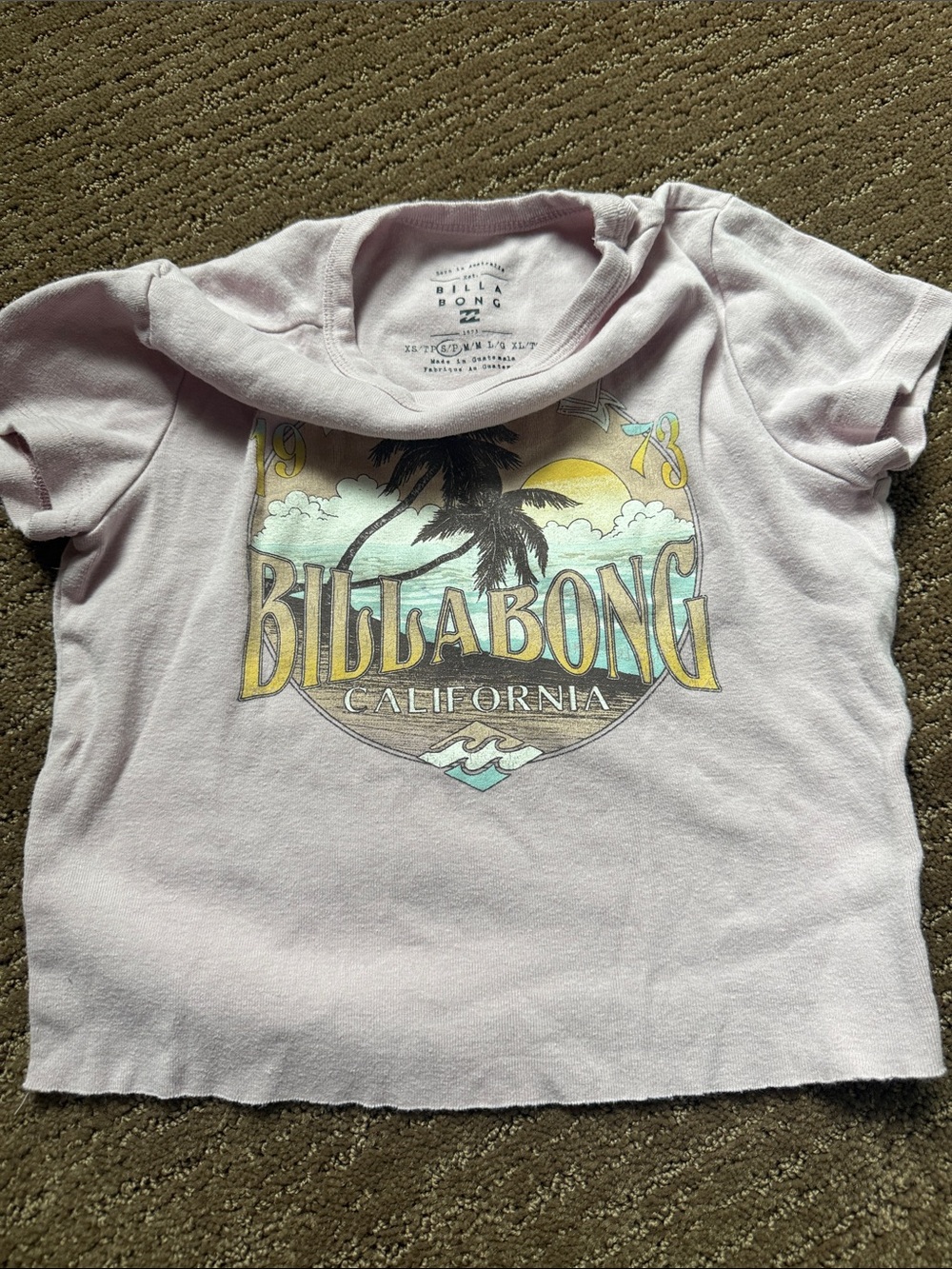 Billabong Light Purple Graphic Tee with California Palm cropped